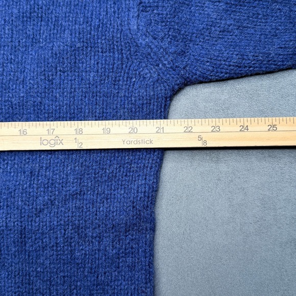 J.Crew Sweater Womens M Blue 100% Wool Crewneck Marled Knit Pullover Minimalist - Picture 4 of 6